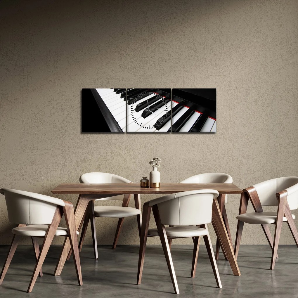 Zongora billentyű képe (órával) (90x30 cm)