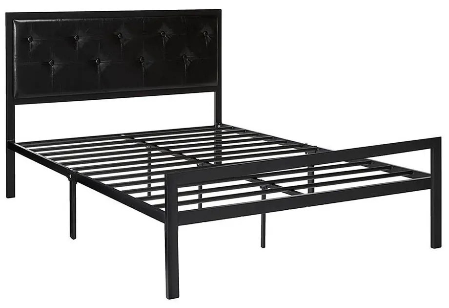 Hanna fém ágykeret ajándék ágyráccsal, több méretben és színben-Fekete 160x200 cm-es-fekete