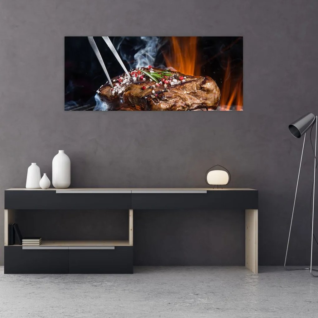 Egy sült steak képe (120x50 cm)