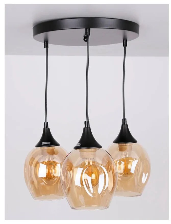 Fekete függőlámpa üveg búrával Aspa – Candellux Lighting