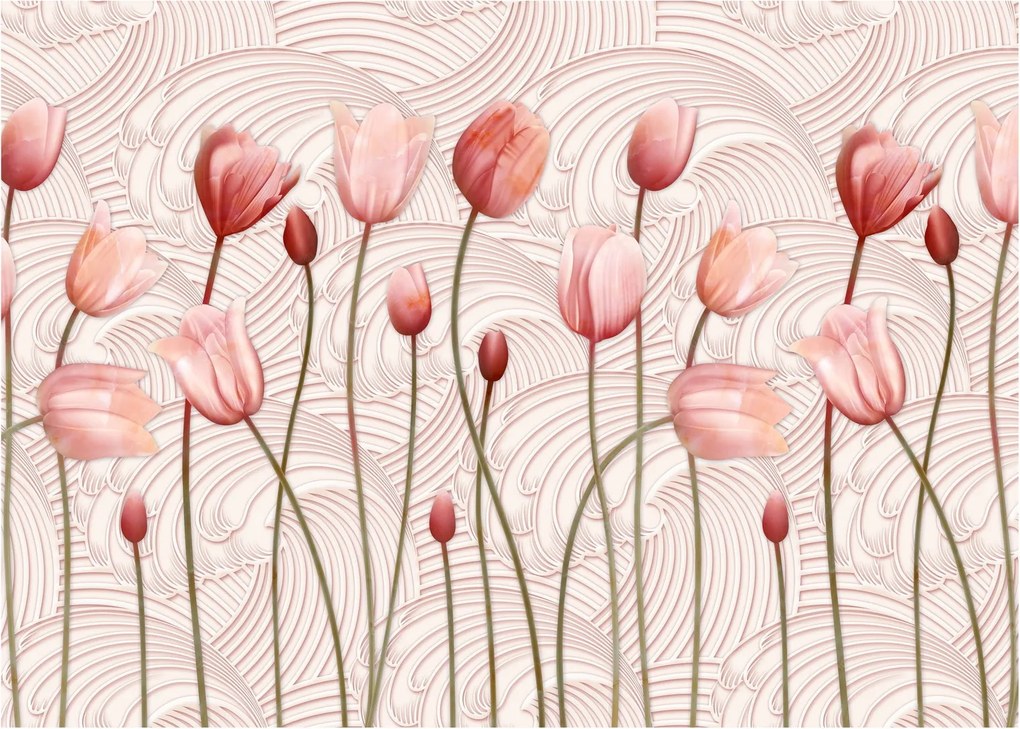 Kép - rózsaszín tulipán (üvegen) (70x50 cm)