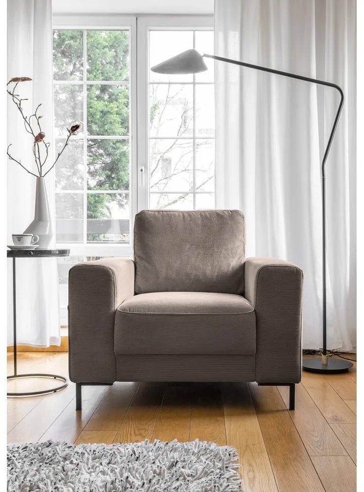 Barna kordbársony fotel Lofty Lilly – Miuform
