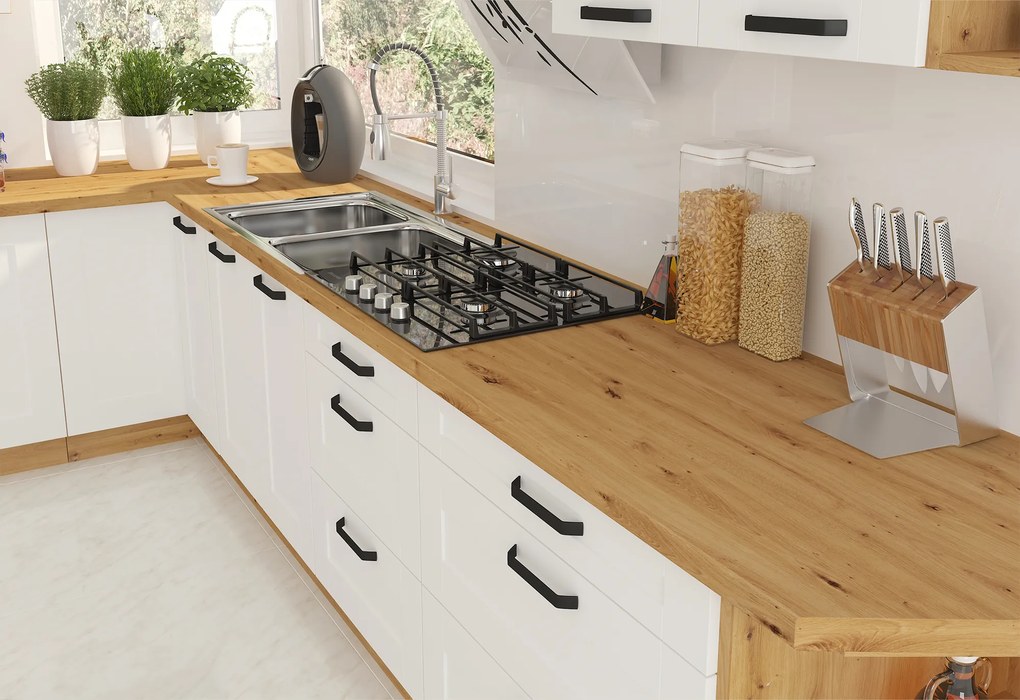 Magas szekrény, fehér/artisan tölgy, LULA 40 DK-210 2F