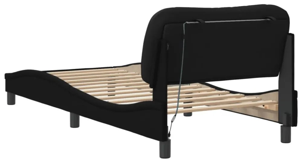 fekete szövet ágykeret LED-es matrac nélkül 80x200 cm 80x200 cm