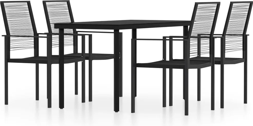 vidaXL 5 részes fekete kerti étkezőgarnitúra
