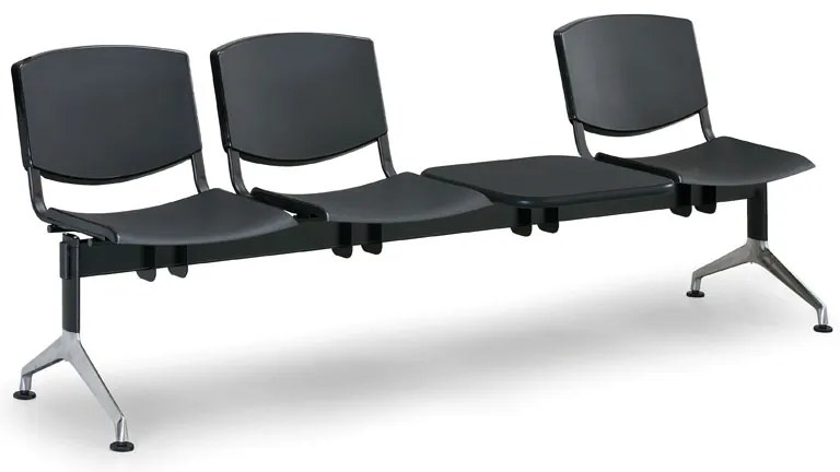 Design műanyag pad, 3 üléses + asztal, piros