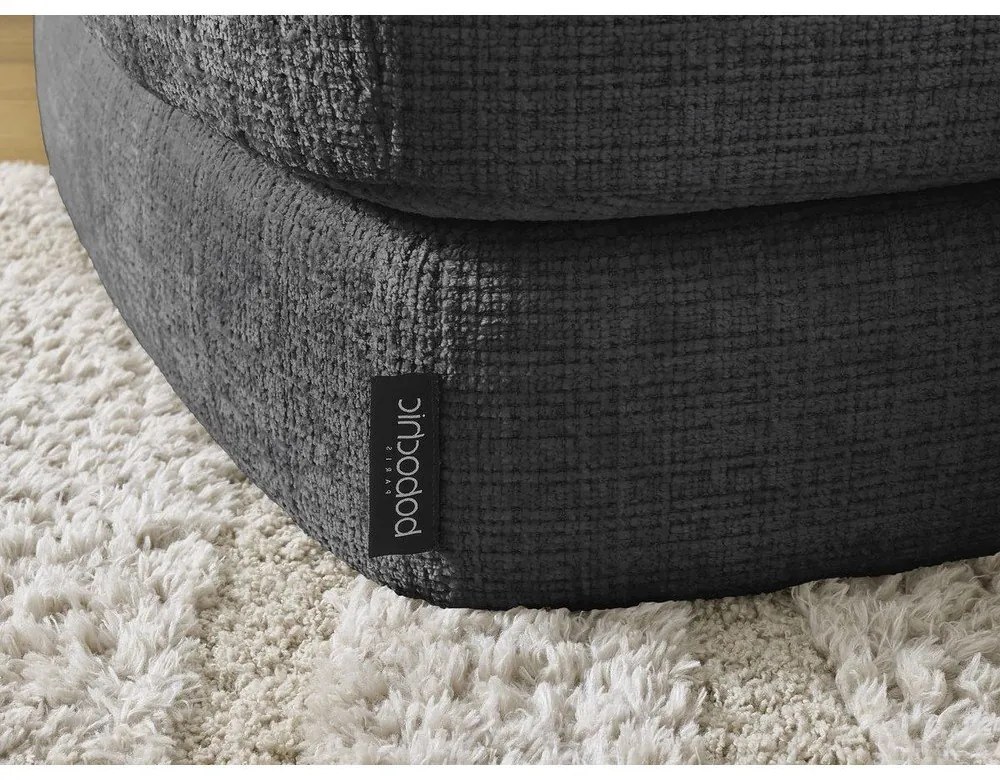 Fekete zsenília sarokkanapé (bal oldali-heverő résszel) Leonore – Bobochic Paris