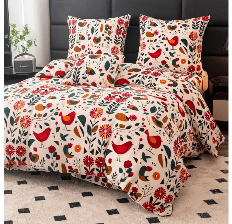 RETRO BIRD színes mikroplüss ágyneműhuzat Ágyneműhuzat mérete: 2 db 70 x 90 cm | 200 x 220 cm