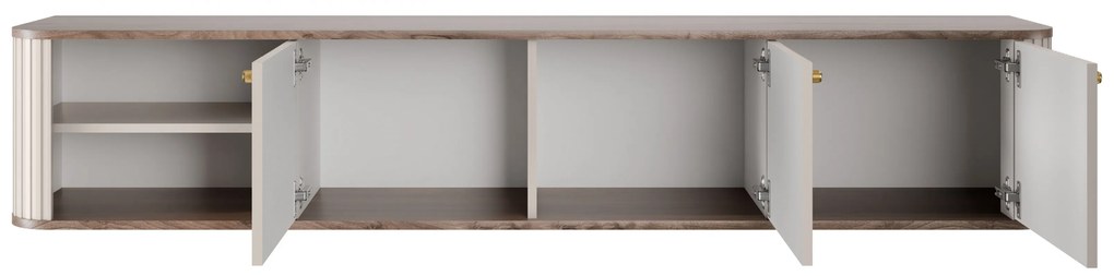 Vesper fali TV szekrény 187 cm háromajtós - kasmír / dió / arany fogantyú