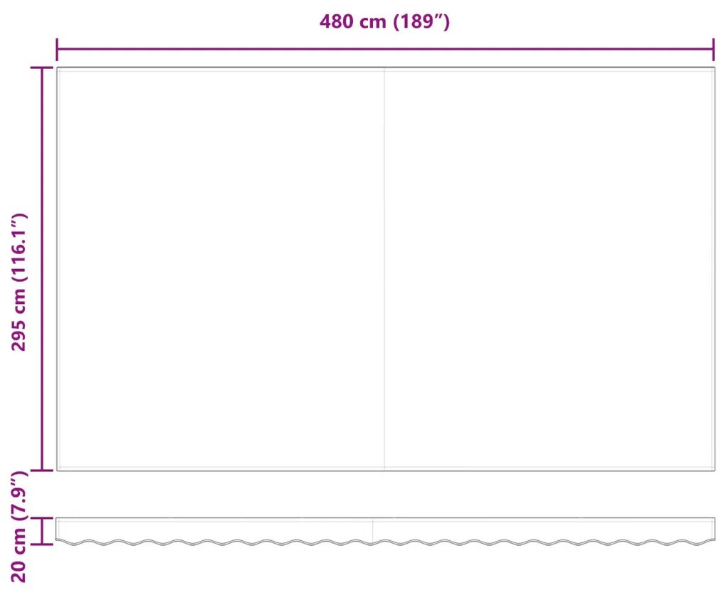 Kézi behúzható napernyő többszínű csíkkal 300 x 250 cm