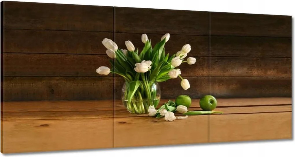 Vászonkép 180x90 Fehér tulipánok vázában