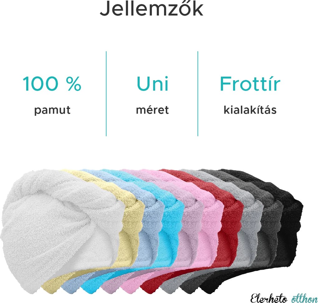 Gyorsan száradó türkiz frottír haj turbán, 100% pamut