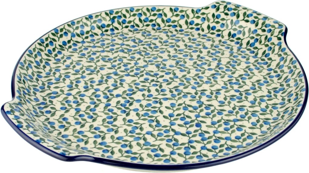 Kerek tálca fogantyúkkal 33/29.5cm Ceramika Artystyczna Bolesławiec