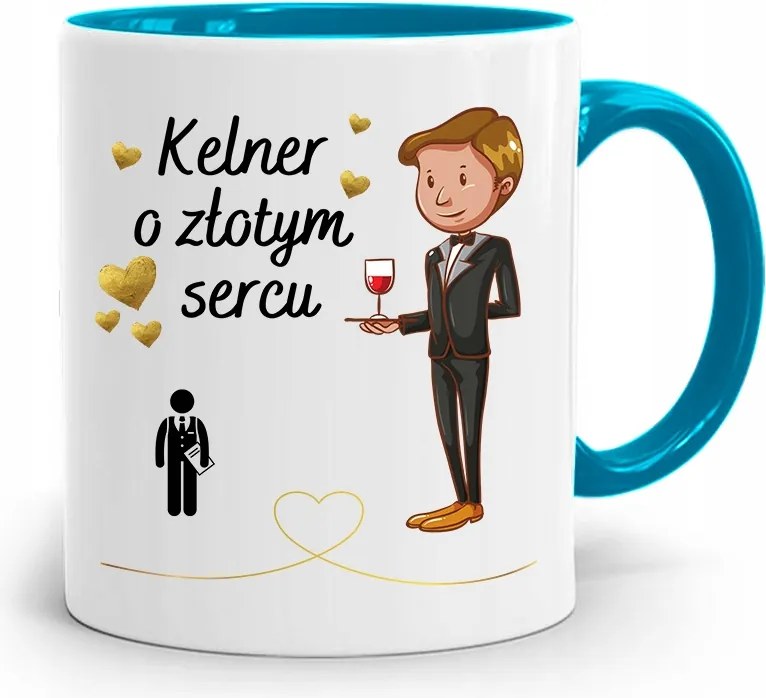 Pincérnek Kék Szívű Pincér Bögre fényképes nyomtatással