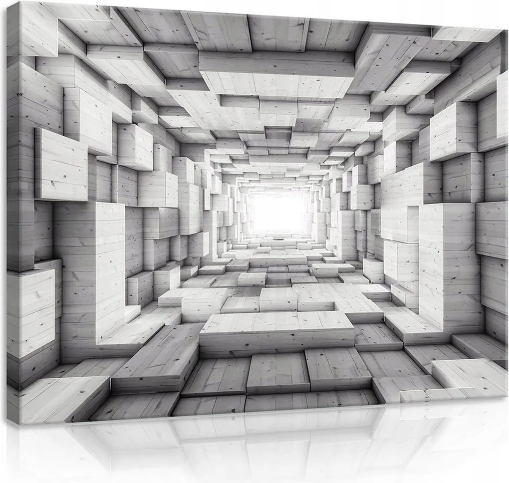 Vászonkép 100x75 Alagút 3D fa blokkok perspektíva mélység absztrakt