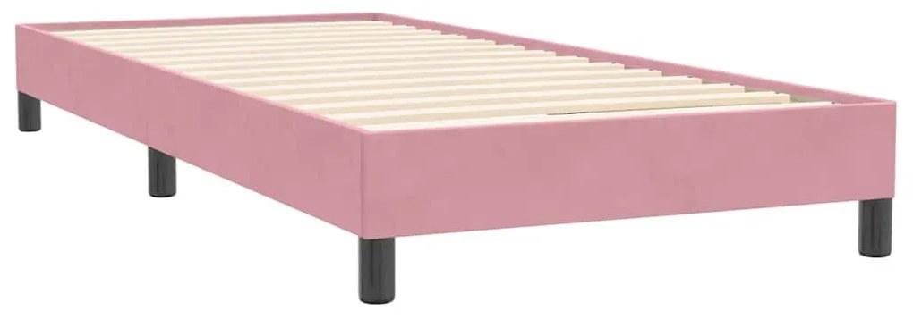 Box Spring ágy matrac nélkül rózsaszín 100x220 cm bársony