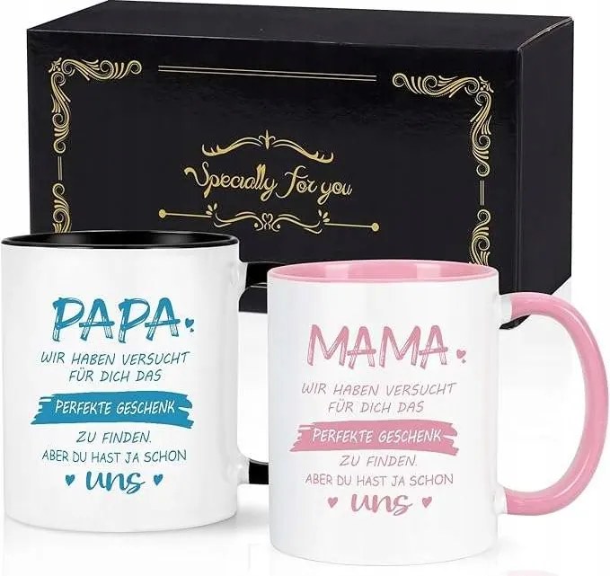 Kerámia bögrék ajándék anyának és apának 320 ml német szett