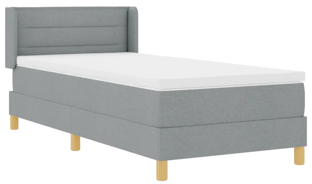 Boxspring ágy matraccal világosszürkében, 100 x 200 cm, szövet