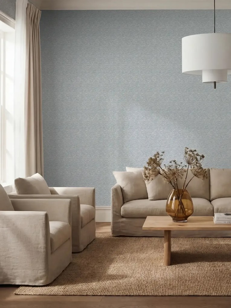 Esselle Home Elemental Bascon bézs-kék egyszínű szövet hatású vlies tapéta – 100609EH