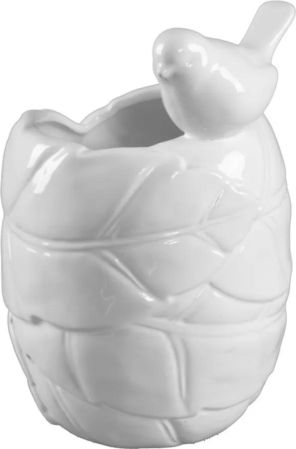 Gufo Uccellino fehér kerámia váza, magasság 22 cm - Mauro Ferretti
