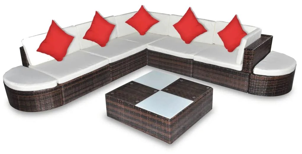 8 részes barna polyrattan kerti ülőgarnitúra párnákkal
