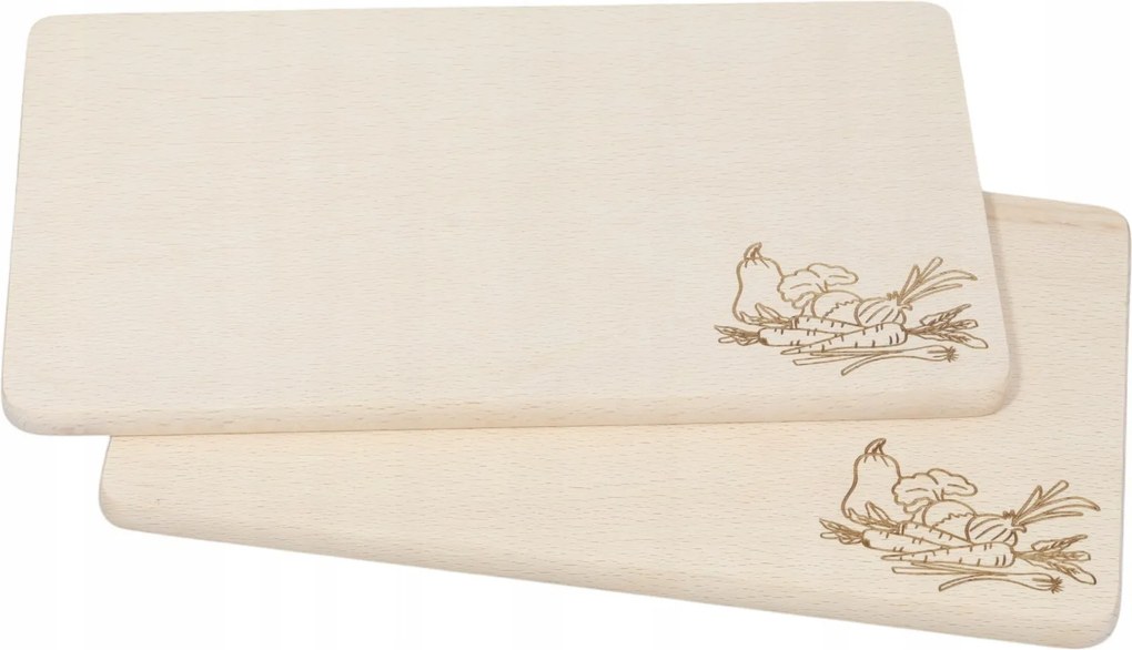 Mini Vágódeszka Gravírozott Konyhai Zöldségek Fa 22x12x1cm 2db