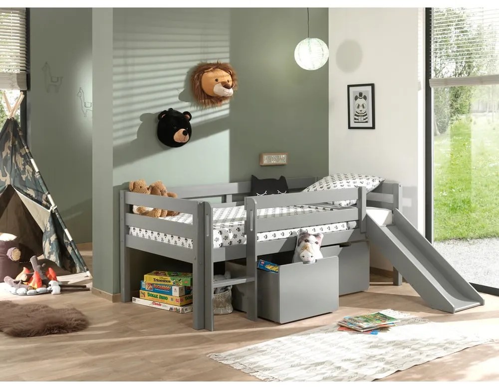 Szürke gyerekágy alatti fiók szett 2 db-os Pino – Vipack