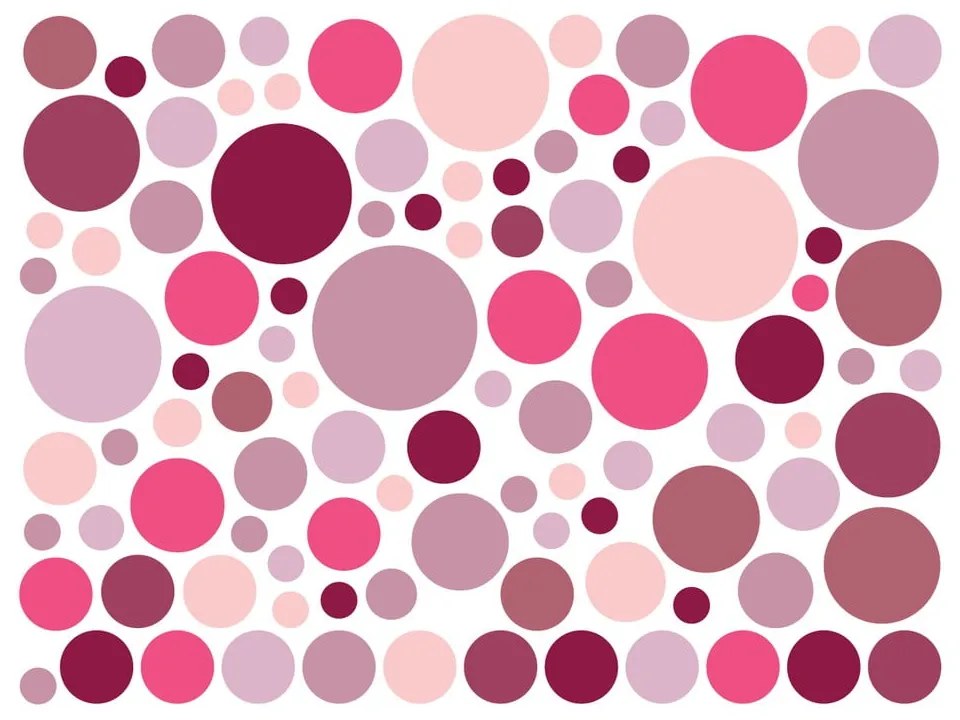 Round Stickers 100 db-os rózsaszín falmatrica szett - Ambiance