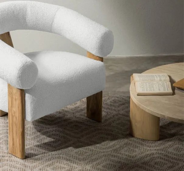 Fehér design fotel KOKEI, tölgy