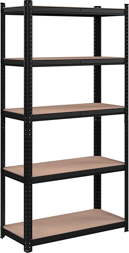 Polcos állvány, 175kg polconkénti teherbírással, fekete, barna 180x90x40cm
