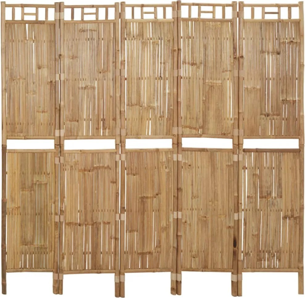 vidaXL 5 paneles bambusz paraván 200 x 180 cm