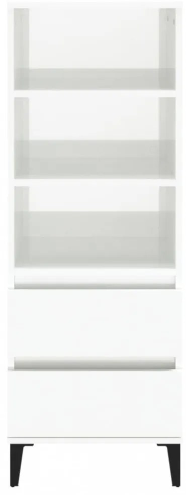 magasfényű fehér szerelt fa magasszekrény 40 x 36 x 110 cm