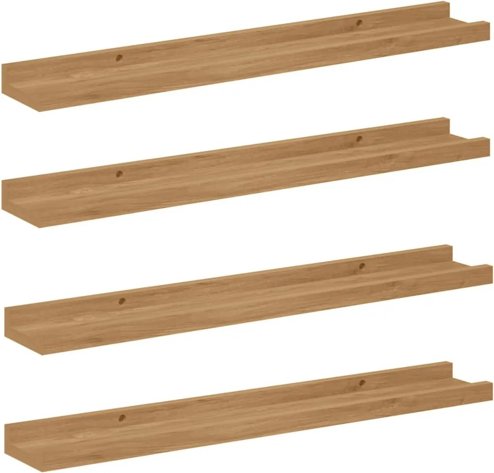 vidaXL Falpolc polcokkal tárolóval 4 pcs Barna 60 x 9 x 3 cm Faanyag