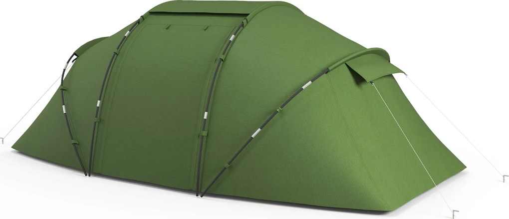Outsunny Családi Sátor 4-6 Főnek - Összecsukható, Könnyű, Vízálló Hordtáskával, Tengerpartra, Parkba, Túrázáshoz - 430x240x170 cm Zöld | Aosom