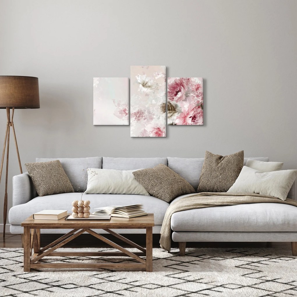 Kép - Festés rózsaszín virágok (90x60 cm)