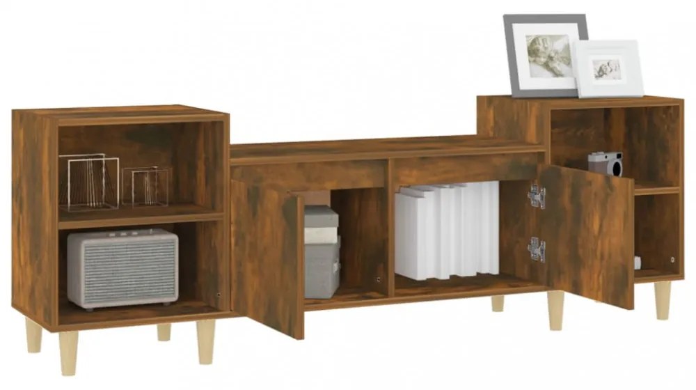 füstös tölgy színű szerelt fa TV-szekrény 160x35x55 cm