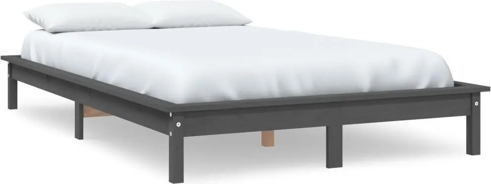 vidaXL szürke tömör fenyőfa ágykeret 150 x 200 cm (King Size)