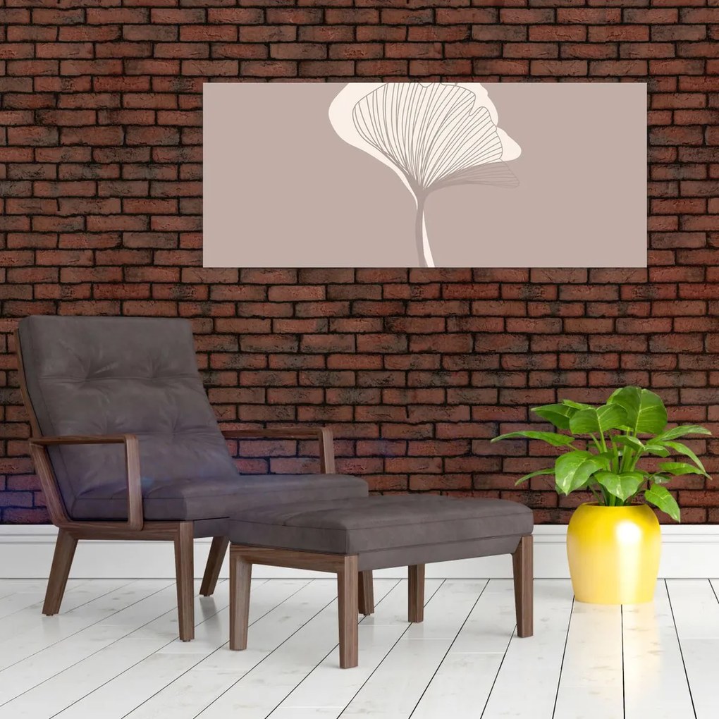 Kép - Bézs színű levelek N⁰3 (120x50 cm)