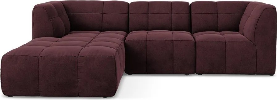 Borvörös bársony sarokkanapé (bal oldali-heverő résszel) Aloha – Makamii
