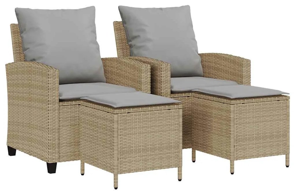4 részes bézs polyrattan kerti ülőgarnitúra párnákkal