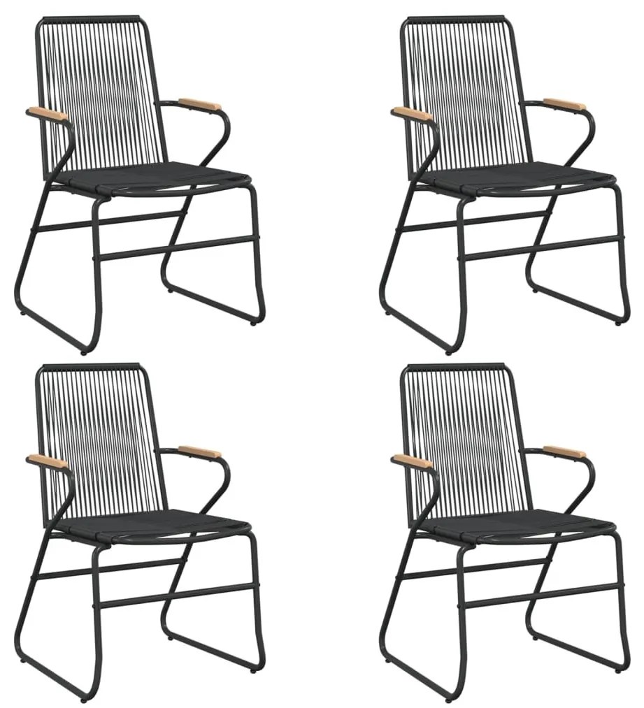 vidaXL 5 részes fekete PVC rattan kerti étkezőgarnitúra