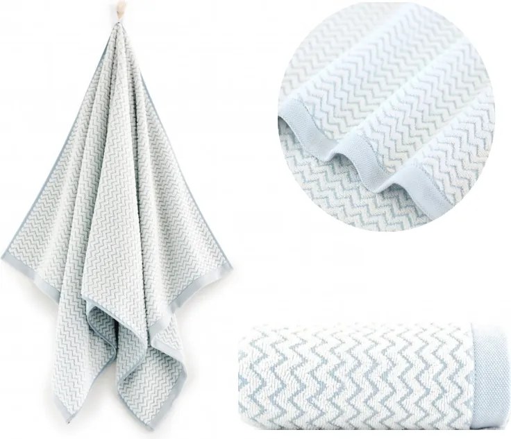 Törölköző 70x140 halszálka mintás Lahti kék