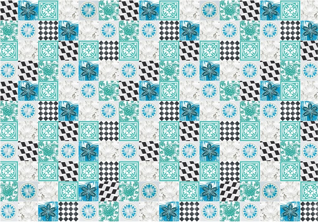 Fotótapéta Virágok Geometria Boho Vintage Csempe 350x250 a nappaliba +ragasztó