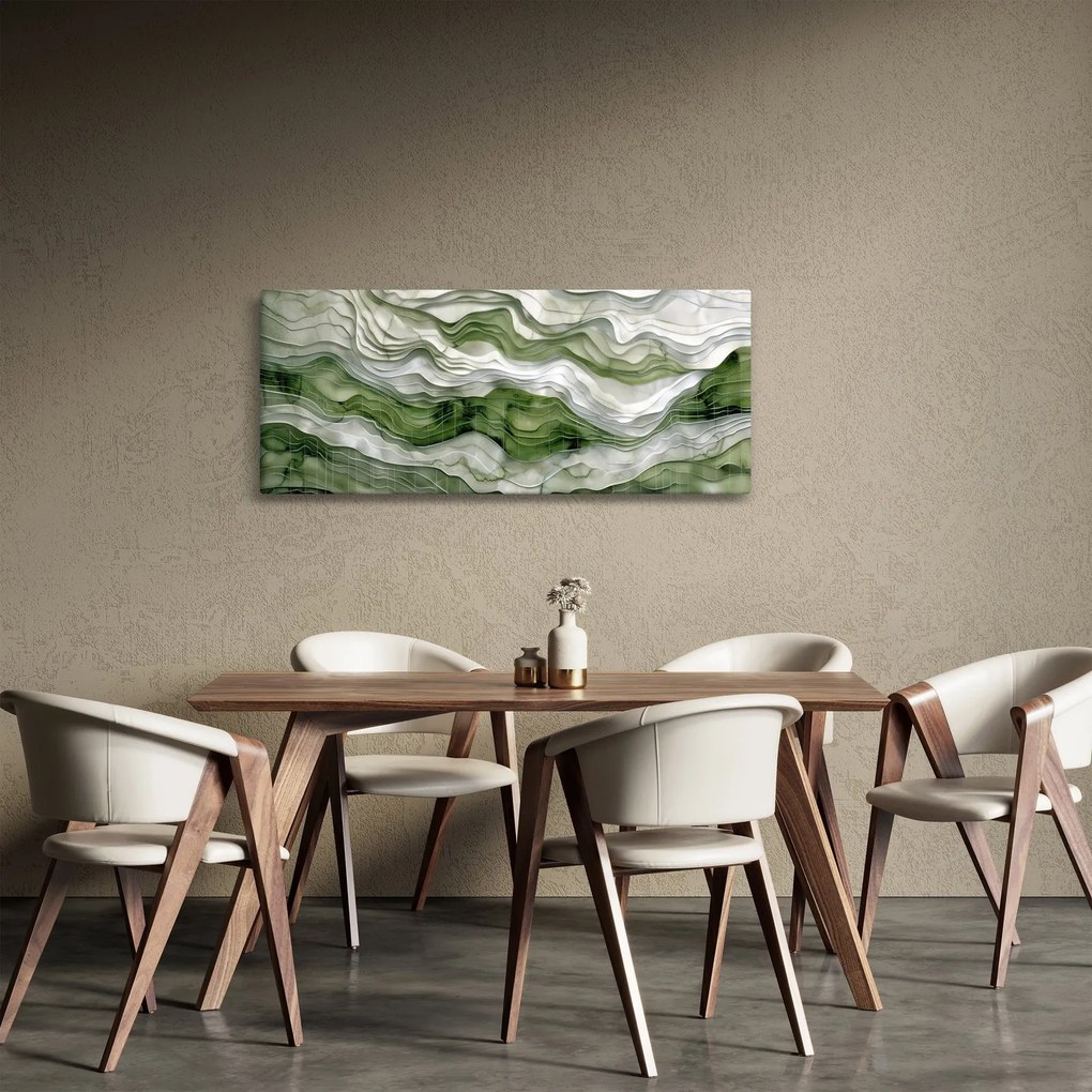 Kép - Zöld és fehér fodrok (120x50 cm)