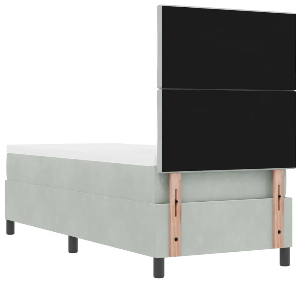 Boxspring Ágy Matrac Fény Szürke 80x200 cm Bársony