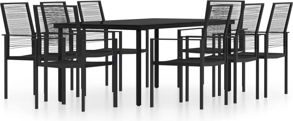 vidaXL 9 részes fekete kerti étkezőgarnitúra