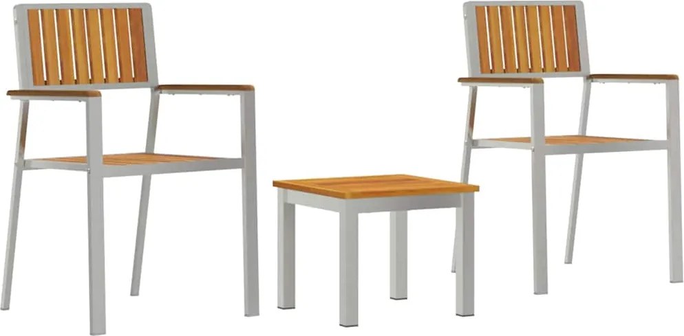 vidaXL Kert étkező szett 3 pcs Barna Tömör Akácfa