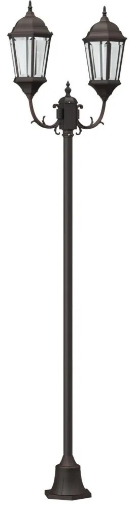 Kert Világítóoszlop 2-Lámpás E27 Bronz 220 cm Alumínium