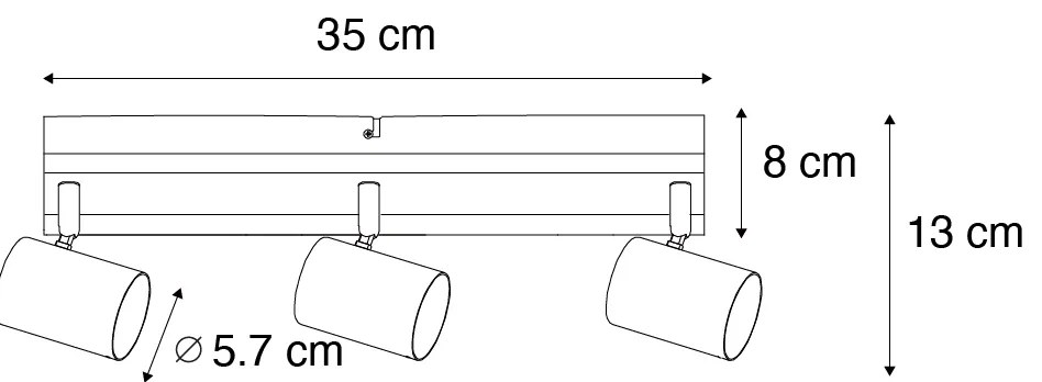Okos mennyezeti spotlámpa fekete fa 3-lámpás forgatható és dönthető, Wifi GU10 50mm-es - Jeana