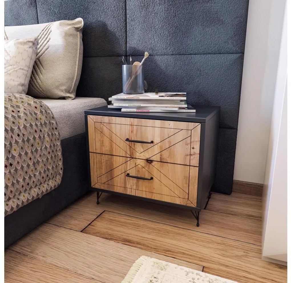 FELICITA éjjeli szekrény 55x50 cm fekete/barna